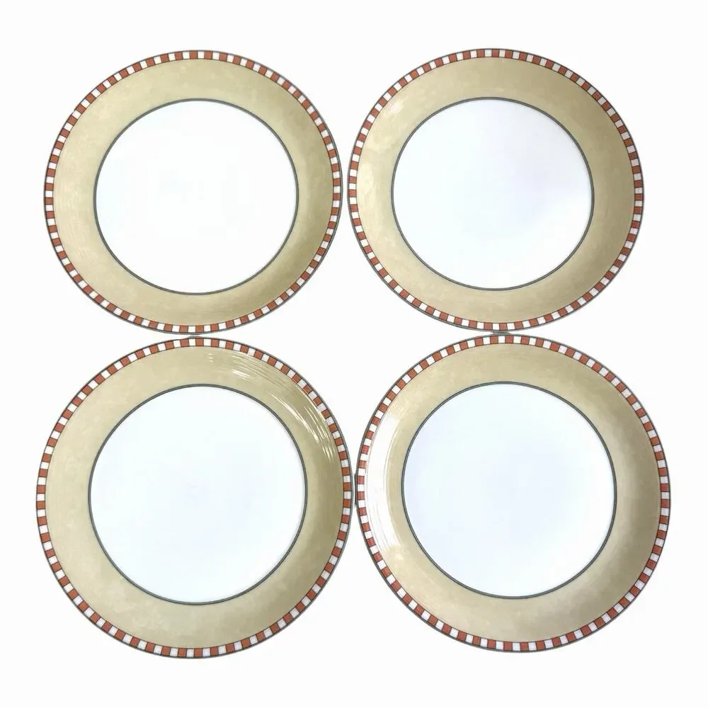 Vintage 4 Villeroy & Boch Switch 2 Lima Orange Check-Portugal 8” Salad Plates